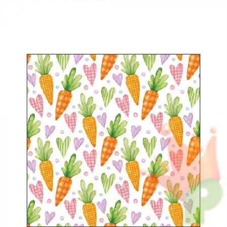 TOVAGLIOLI DECORO CAROTE E CUORU 25X25 20 PZ