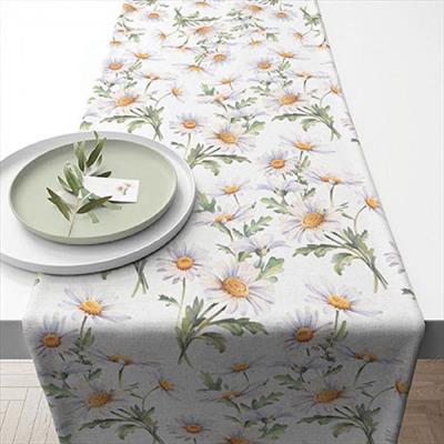 RUNNER DA TAVOLO DECORO MARGHERITE BIANCHE 40X150 CM