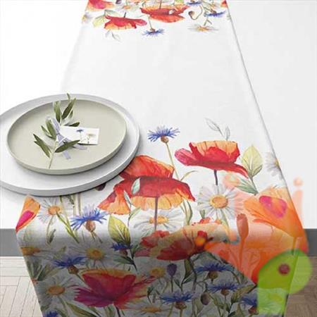 RUNNER DA TAVOLO DECORO PAPAVERI E FIORDALISI 40X150 CM