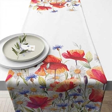 RUNNER DA TAVOLO DECORO PAPAVERI E FIORDALISI 40X150 CM