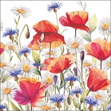 TOVAGLIOLI DECORO FIORI PAPAVERI E FIORDALISI 33X33 CM 20 PZ