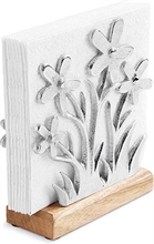 PORTATOVAGLIOLI FIORI IN LEGNO E METALLO 16X6X18,5 CM