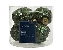 PENDENTI IN VETRO PIGNE VERDE PINO GLITTER 7X5 CM 6 PZ