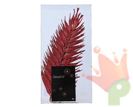 FOGLIA ROSSO GLITTER 4 PZ