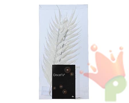 FOGLIA BIANCO GLITTER 4 PZ