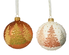 PALLINA DI NATALE IN VETRO CON DECORO ALBERI 8 CM 1 PZ ASSORTITO