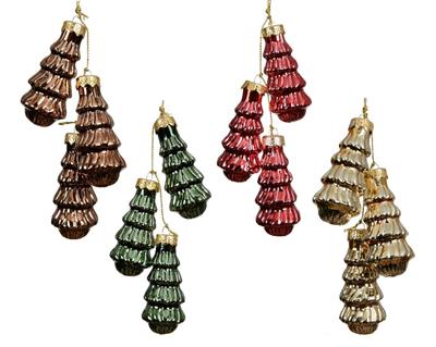 PENDENTI ALBERI IN VETRO 3 PZ H.6 CM COLORE ASSORTITO
