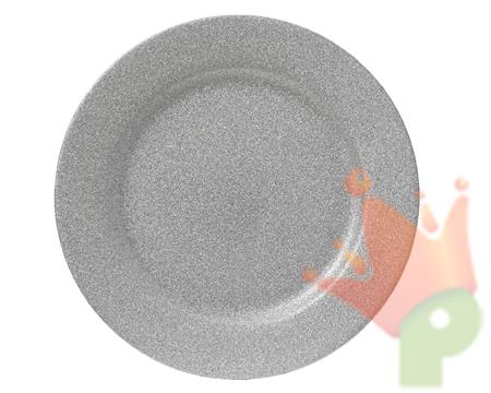 PIATTO DECORATIVO IN PP ARGENTO GLITTER 33 CM