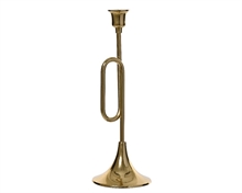 CANDELABRO FORMA TROMBA IN ALLUMINIO ORO H.34X12 CM
