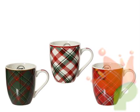 TAZZA NATALIZIA DECORO SCOZZESE H.10X8 CM 1 PZ ASSORTITO