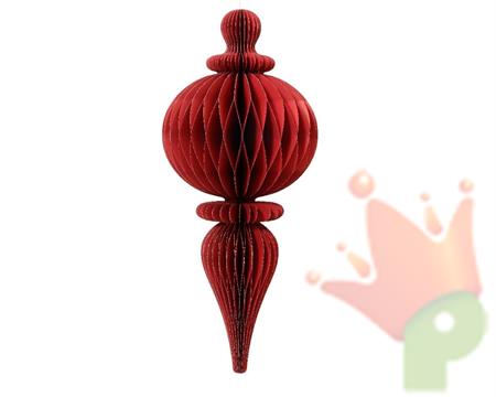 PENDENTE NATALIZIO IN CARTA NIDO D'APE ROSSO CON GLITTER 34X80CM