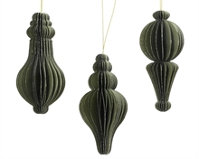 PENDENTE NATALIZIO IN CARTA NIDO D'APE VERDE CON GLITTER