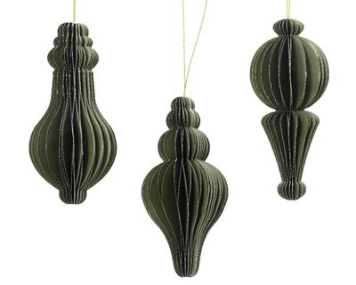 PENDENTE NATALIZIO IN CARTA NIDO D'APE VERDE CON GLITTER