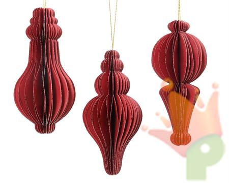 PENDENTE NATALIZIO IN CARTA NIDO D'APE ROSSO CON GLITTER