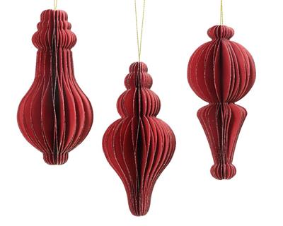 PENDENTE NATALIZIO IN CARTA NIDO D'APE ROSSO CON GLITTER