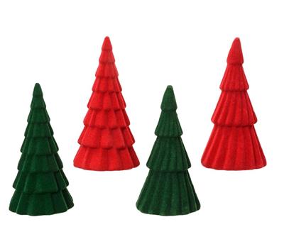 ALBERO DI NATALE IN POLISTIROLO FLOCCATO VERDE/ROSSO 16X8,8 CM