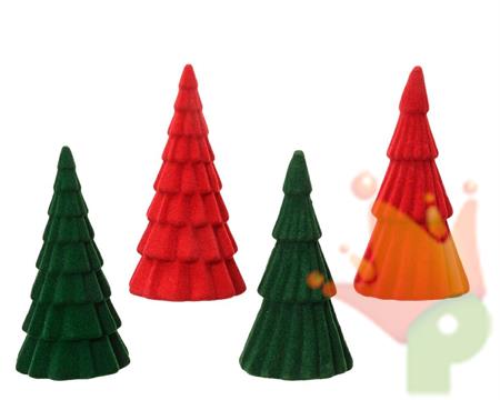 ALBERO DI NATALE IN POLISTIROLO FLOCCATO VERDE/ROSSO 30,6X17CM