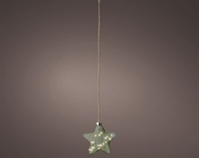 STELLA IN VETRO VERDE CON 15 MICROLED BIANCO CALDO