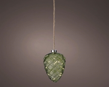 PIGNA IN VETRO VERDE CON 15 MICROLED BIANCO CALDO