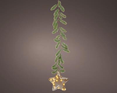 GHIRLANDA CON STELLA LUMINOSA IN VETRO 15 MICROLED BIANCO CALDO