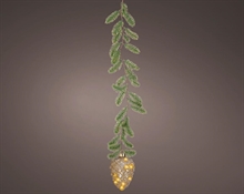 GHIRLANDA CON PIGNA LUMINOSA IN VETRO 15 MICROLED BIANCO CALDO