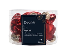 PENDENTI NATALIZI STELLE ROSSE IN VETRO 12 PZ 4,5 CM