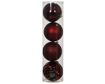 PALLINE DI NATALE BORDEAUX ASSORTITE 4 PZ 14 CM