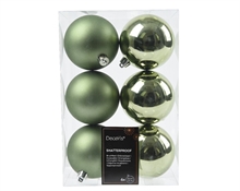 PALLINE DI NATALE VERDE ROSMARINO LUCIDE OPACHE 6PZ 8CM