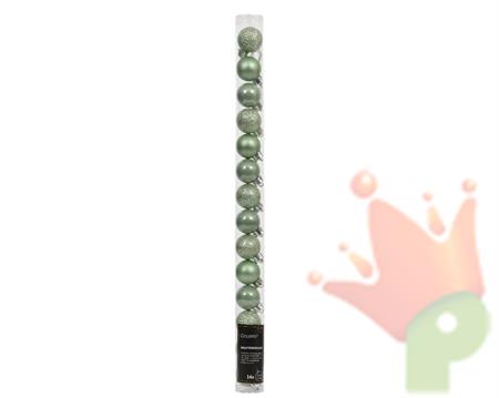 PALLINE DI NATALE VERDE MENTA OPACHE GLITTER LUCIDE 14PZ 3CM