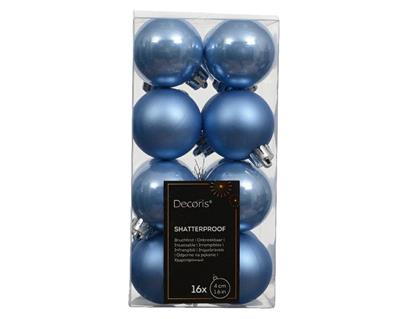 PALLINE DI NATALE AZZURRO CIELO OPACHE LUCIDE 16 PZ 4 CM