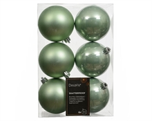 PALLINE DI NATALE VERDE MENTA LUCIDE OPACHE 6 PZ 8 CM