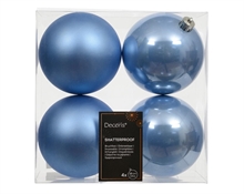 PALLINE DI NATALE AZZURRO CIELO LUCIDE OPACHE 4 PZ 10 CM