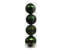 PALLINE DI NATALE VERDE PINO LUCIDE GLITTER OPACHE  4 PZ 14CM