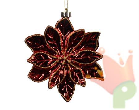 PENDENTE NATALIZIO STELLA DI NATALE ROSSA GLITTER ORO 14,5 CM