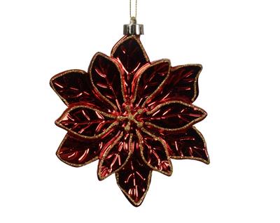 PENDENTE NATALIZIO STELLA DI NATALE ROSSA GLITTER ORO 14,5 CM