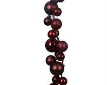 GHIRLANDA DI PALLINE BORDEAUX LUCIDE OPACHE GLITTER 180 CM
