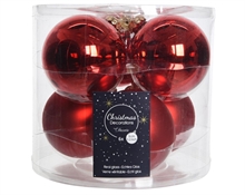 PALLINE DI NATALE VETRO ROSSE LUCIDE/OPACHE 8 CM 6 PZ