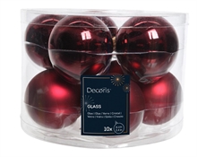 PALLINE DI NATALE IN VETRO BORDEAUX LUCIDE OPACHE 6 CM 10 PZ