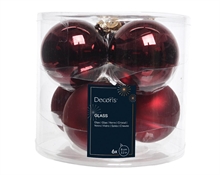 PALLINE DI NATALE IN VETRO BORDEAUX LUCIDE OPACHE 8CM 6PZ