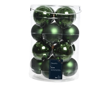 PALLINE DI NATALE IN VETRO VERDE PINO LUCIDO OPACO 8CM 16 PZ
