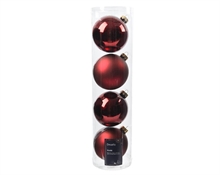 PALLINE DI NATALE IN VETRO BORDEAUX LUCIDO OPACO 10 CM 4PZ