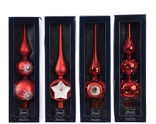 PUNTALE IN VETRO ROSSO DECORATO LUCIDO / OPACO ASSORTITO H.31CM