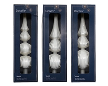 PUNTALE IN VETRO BIANCO GLITTER H.31 CM ASSORTITO