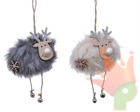 PENDENTE NATALIZIO RENNA CON PELLICCIA BIANCO/ARGENTO