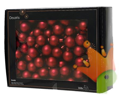 PALLINE DI NATALE A GRAPPOLO ROSSO SCURO OPACO 2,5 CM 12 PZ