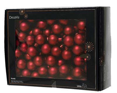 PALLINE DI NATALE A GRAPPOLO ROSSO SCURO OPACO 2,5 CM 12 PZ