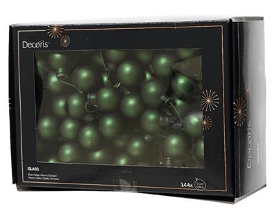 PALLINE DI NATALE A GRAPPOLO VERDE PINO OPACO 2 CM 12 PZ