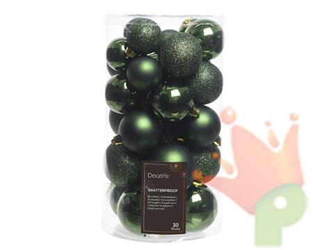 PALLINE DI NATALE VERDE PINO 30PZ MISURE ASSORTITE