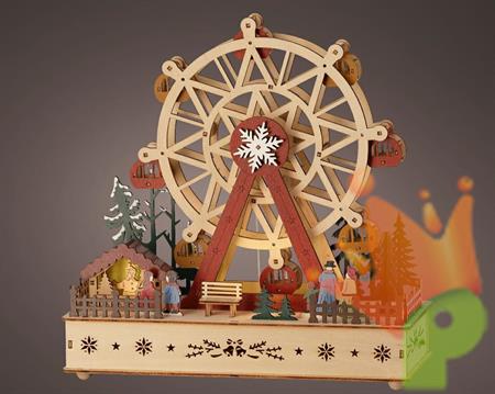 VILLAGGIO DI NATALE GIOSTRA IN LEGNO CON LUCI SUONI E MOVIMENTO