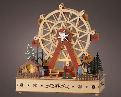 VILLAGGIO DI NATALE GIOSTRA IN LEGNO CON LUCI SUONI E MOVIMENTO